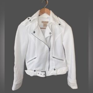 Paris Blues Cream Colored Belted Motorcycle Jacket